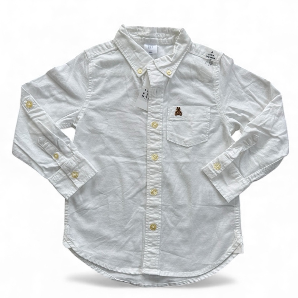 GAP babyGap White Button Down Toddler Shirt size 4 NWT